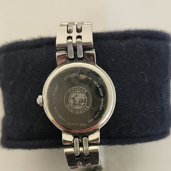 Citizen Eco-Drive Ladies Silver Bracelet Watch with Black Starburst Dial - Picture 3 of 8